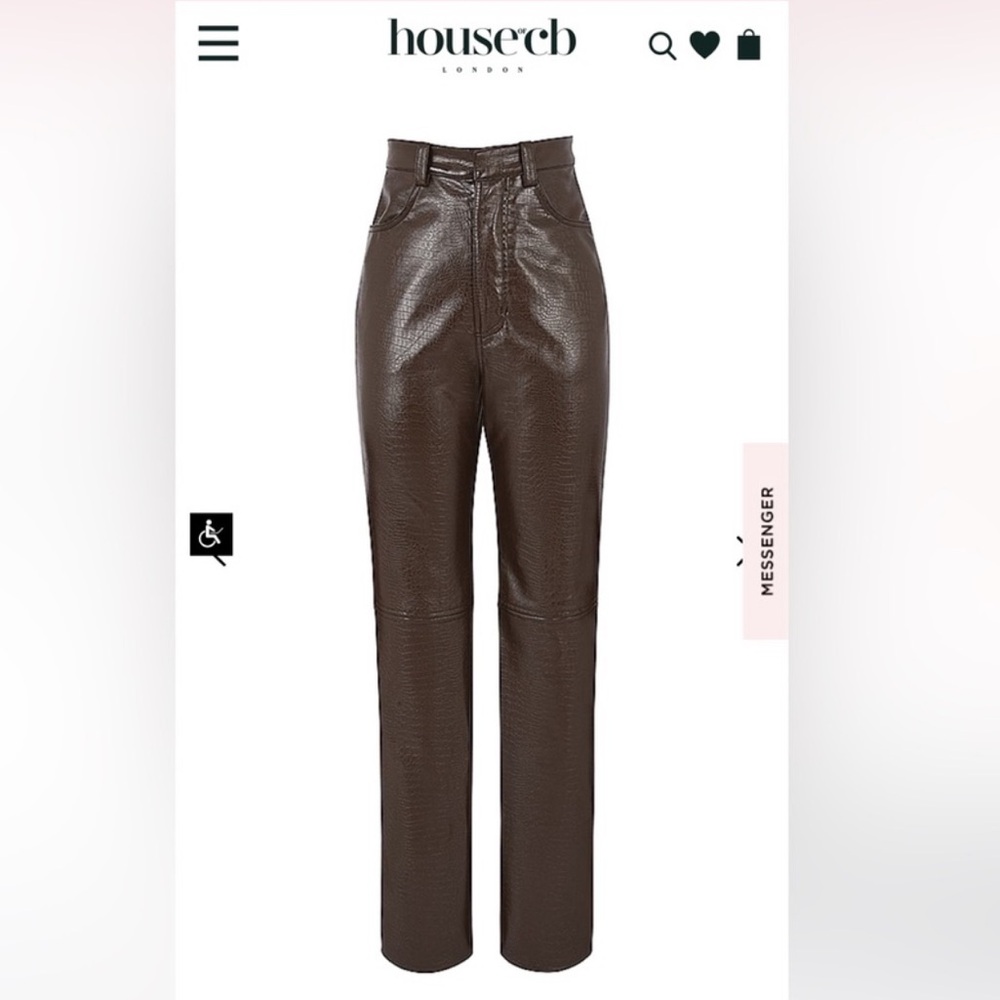 House of CB Brown Inaya Croc Textured Trousers
